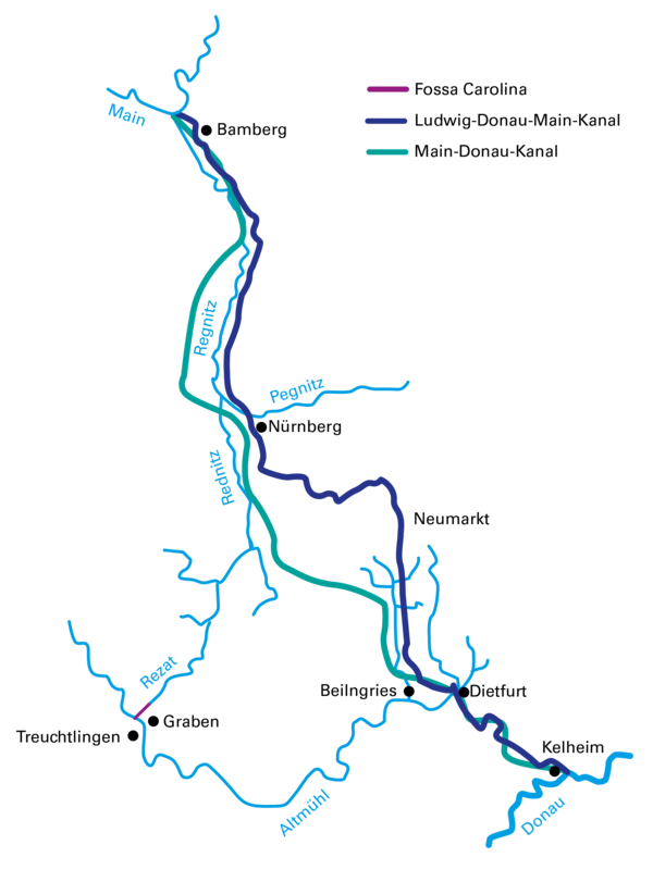 Verlauf Main-Donau-Kanal | © Wasserstraßen- und Schifffahrtsamt Nürnberg Verlauf Main-Donau-Kanal | © Wasserstraßen- und Schifffahrtsamt Nürnberg